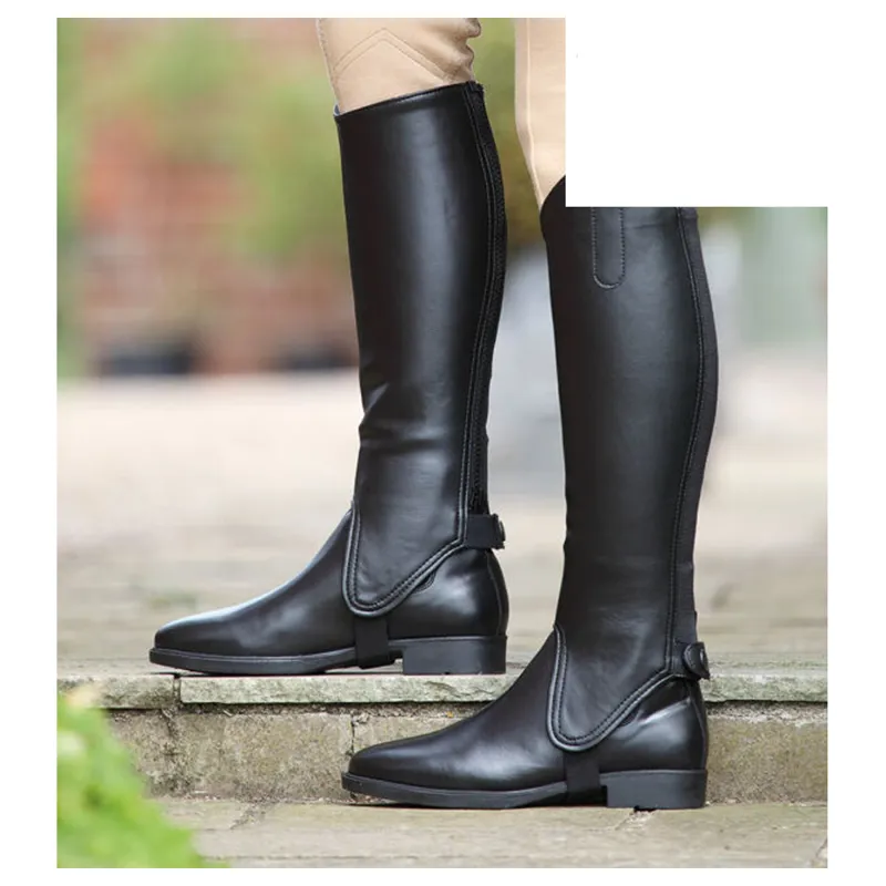 Shires Children's Synthetic Leather Gaiters - Black